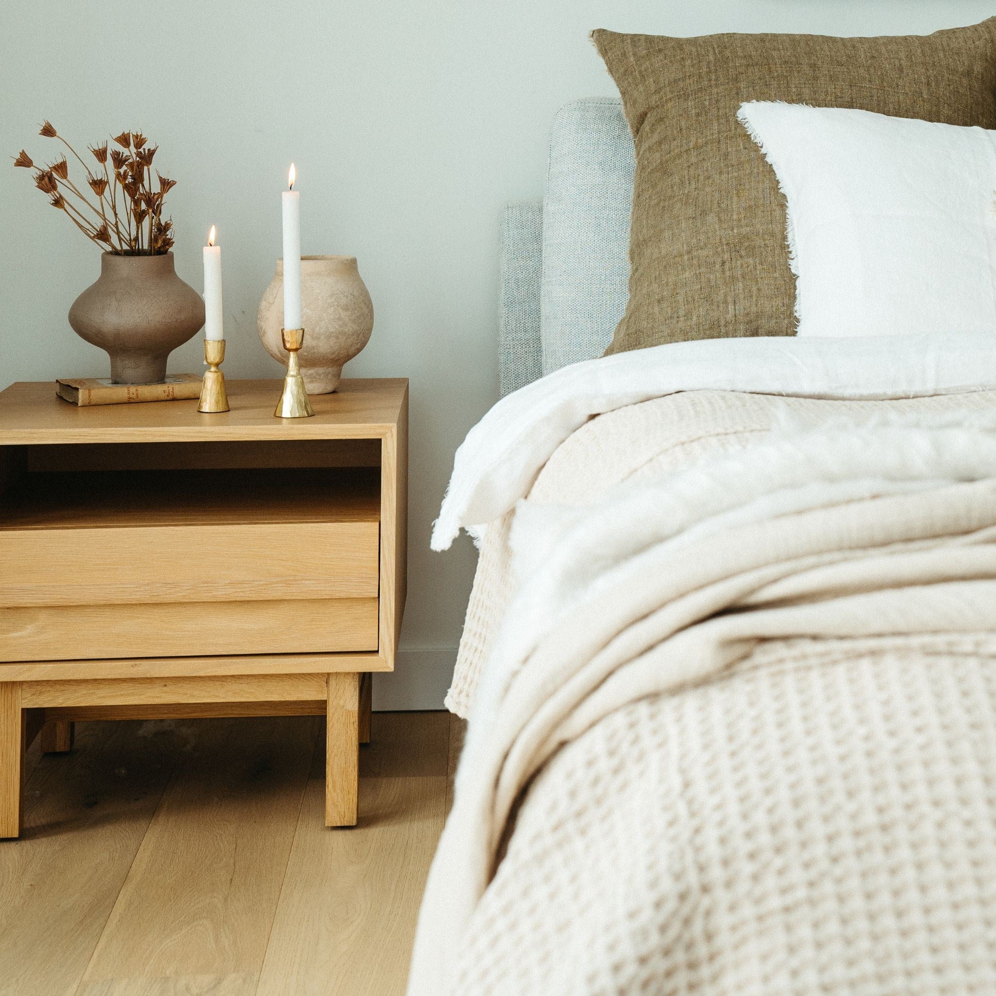 Stonewashed Waffle Bed Blanket | Cream