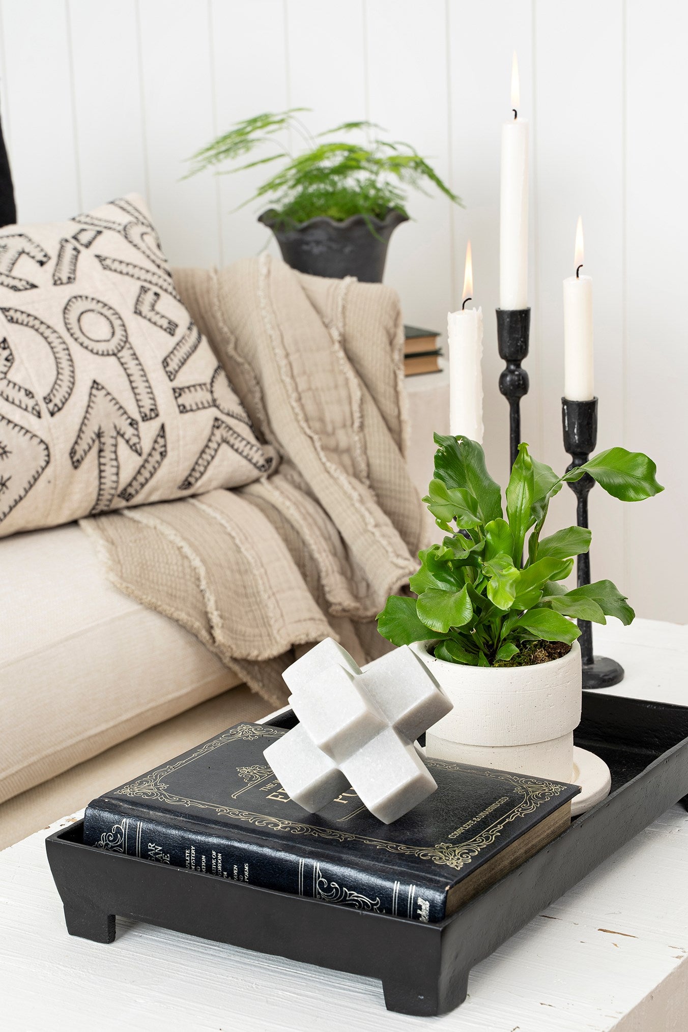 Black Footed Coffee Table Tray | Large