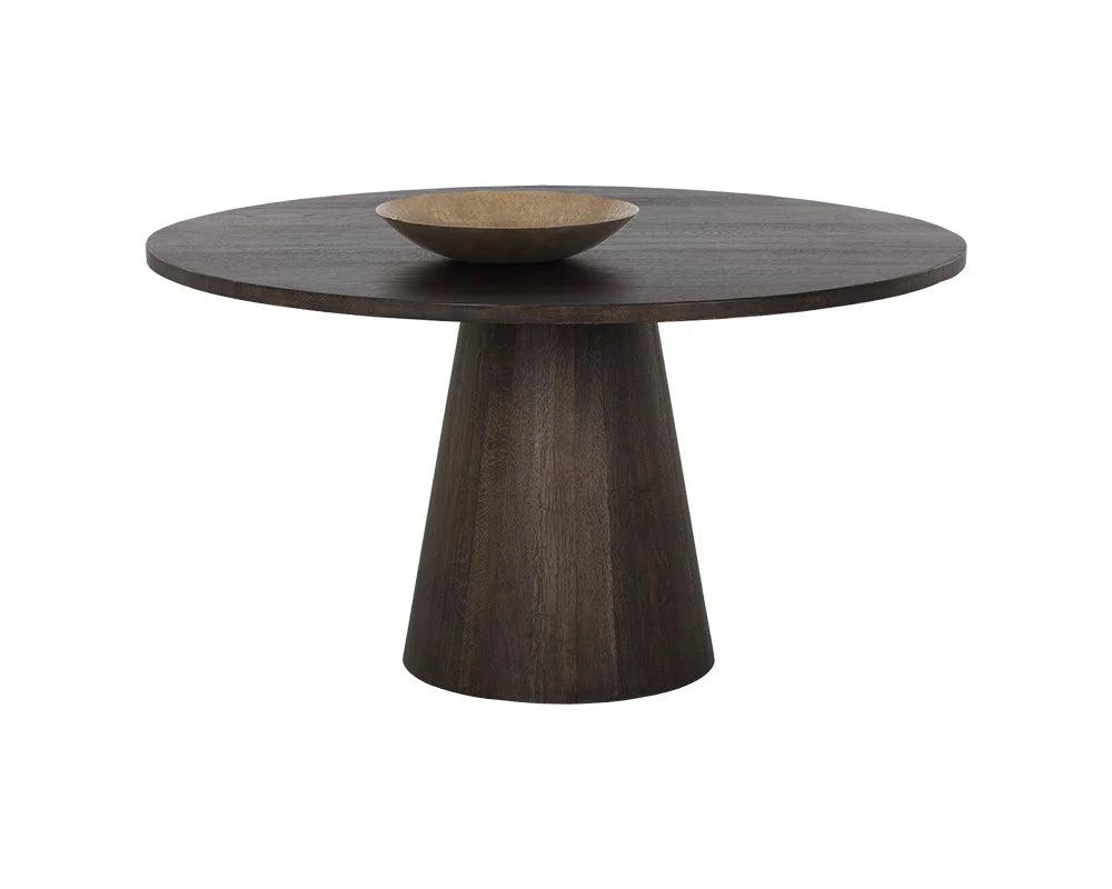 Elina Dining Table | 54" Round Dark Oak Floor Sample