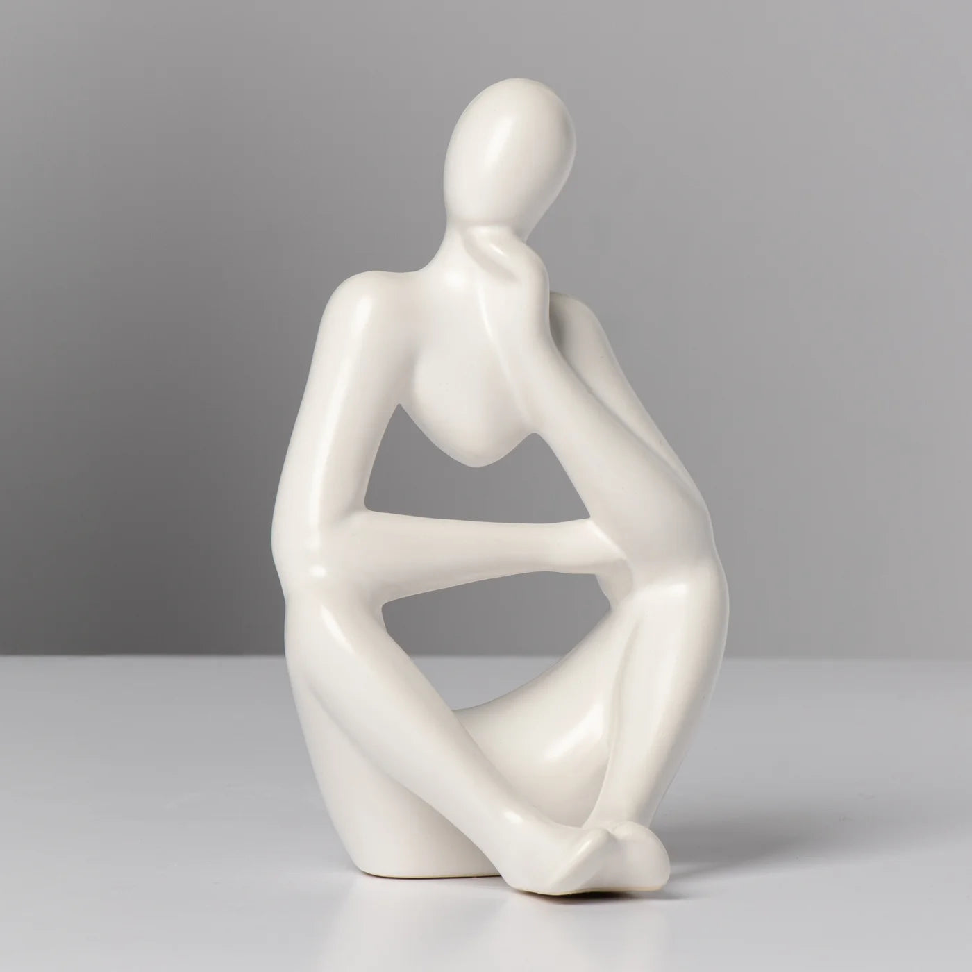 Pensive Ceramic Figure | Matte White