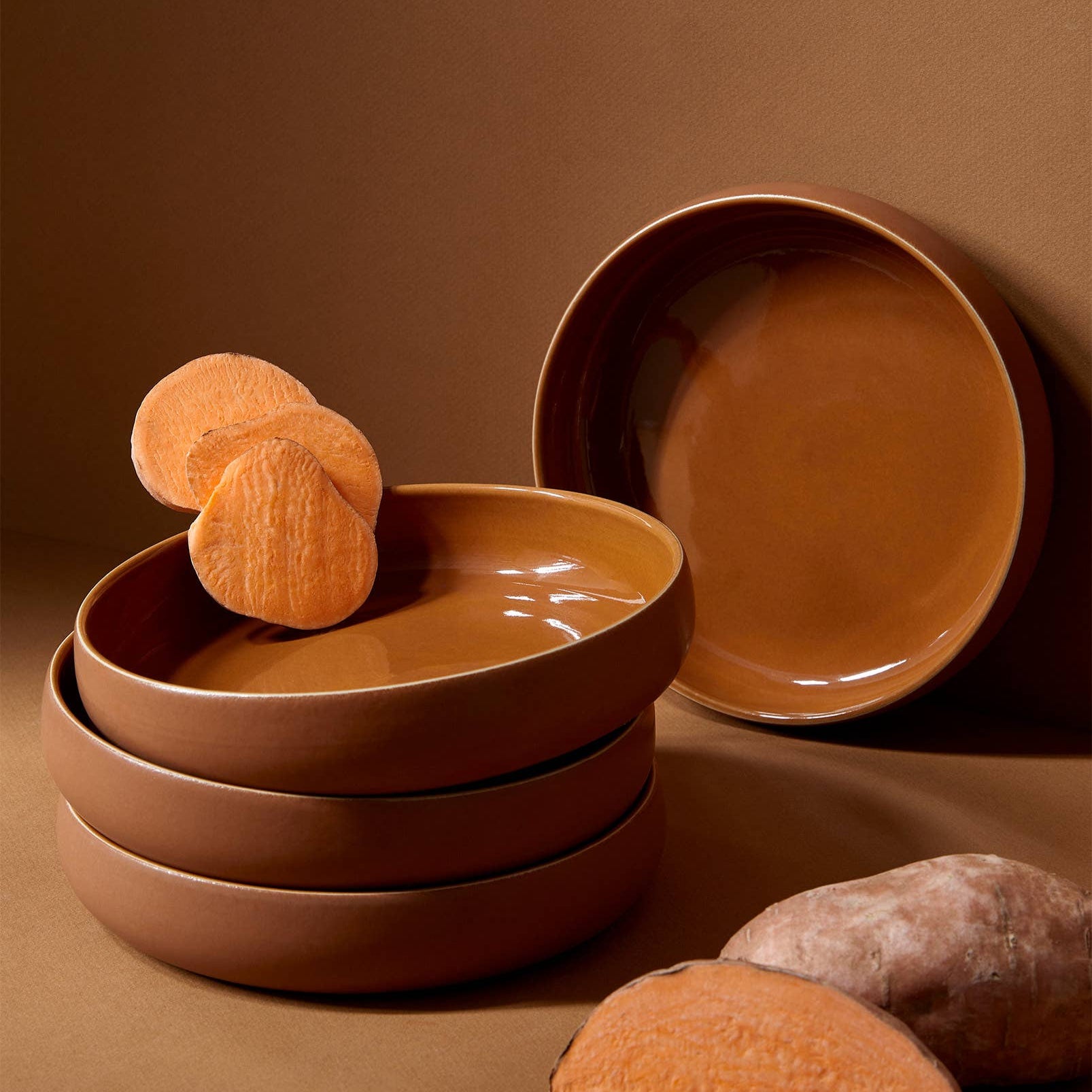 Edan Pasta/Salad Plate | Matte Terracotta / Shiny Terracotta