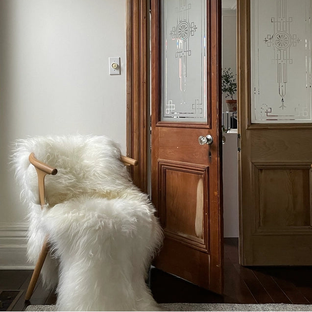 White Double Icelandic Sheepskin Throw Rug