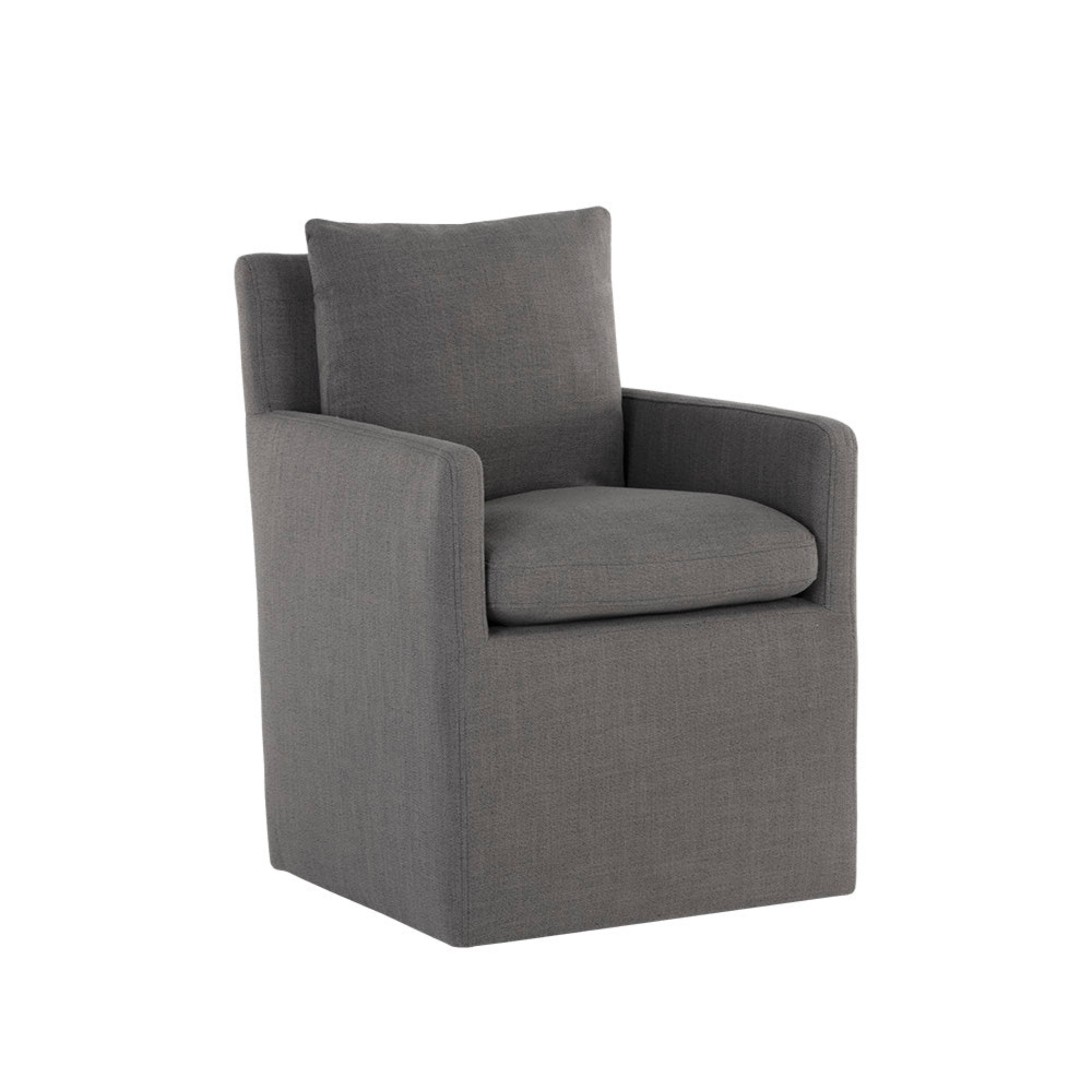 Glenrose Wheeled Dining Armchair | Effie Smoke