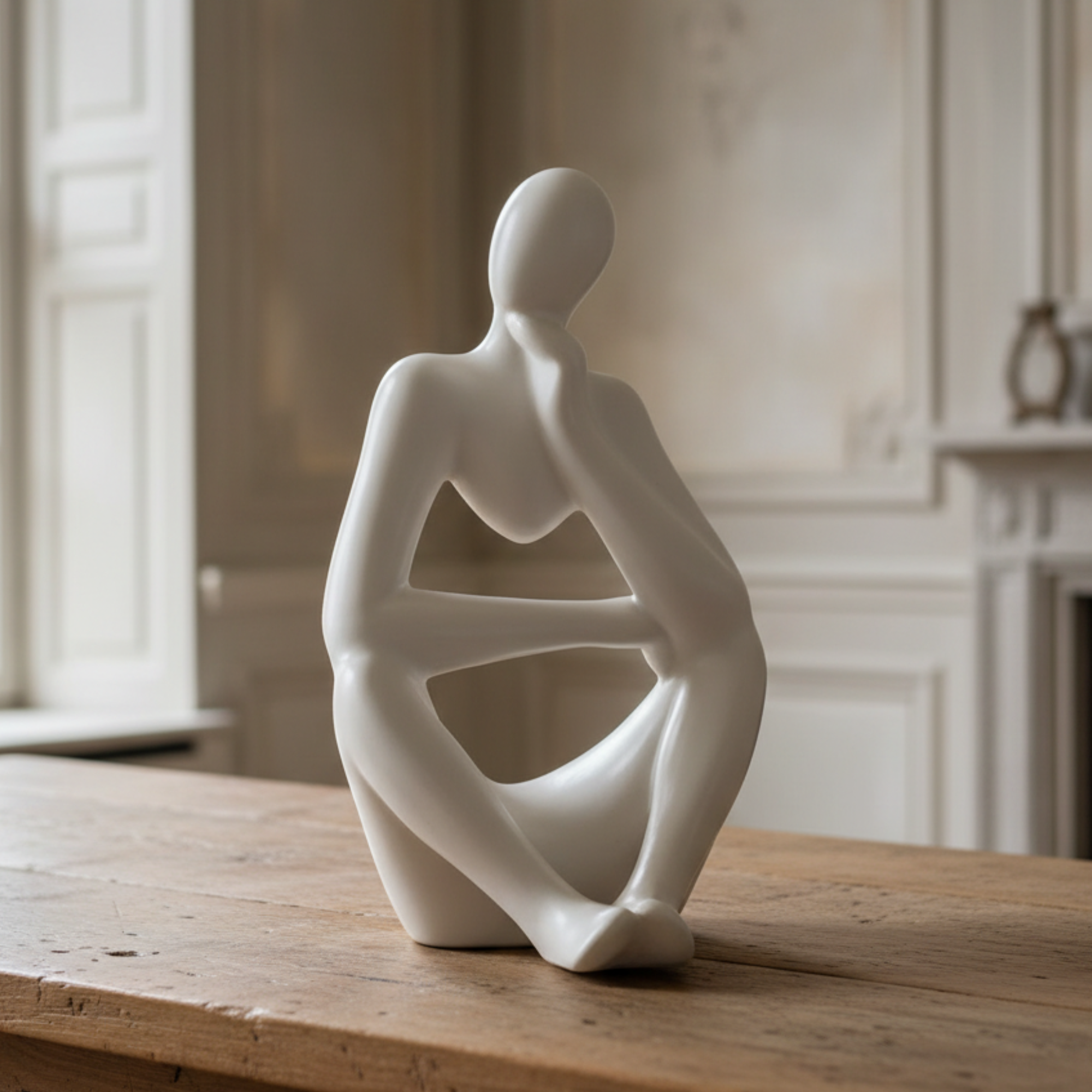 Pensive Ceramic Figure | Matte White