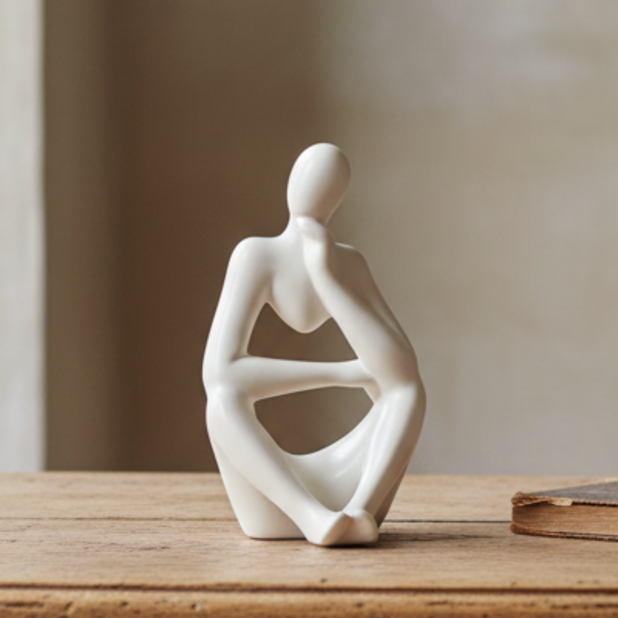 Pensive Ceramic Figure | Matte White