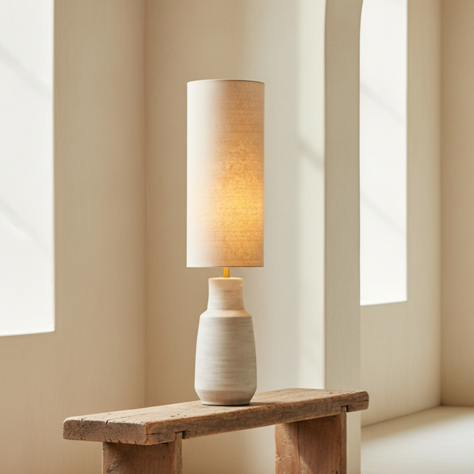 Ceramic Floor Lamp with Linen Shade