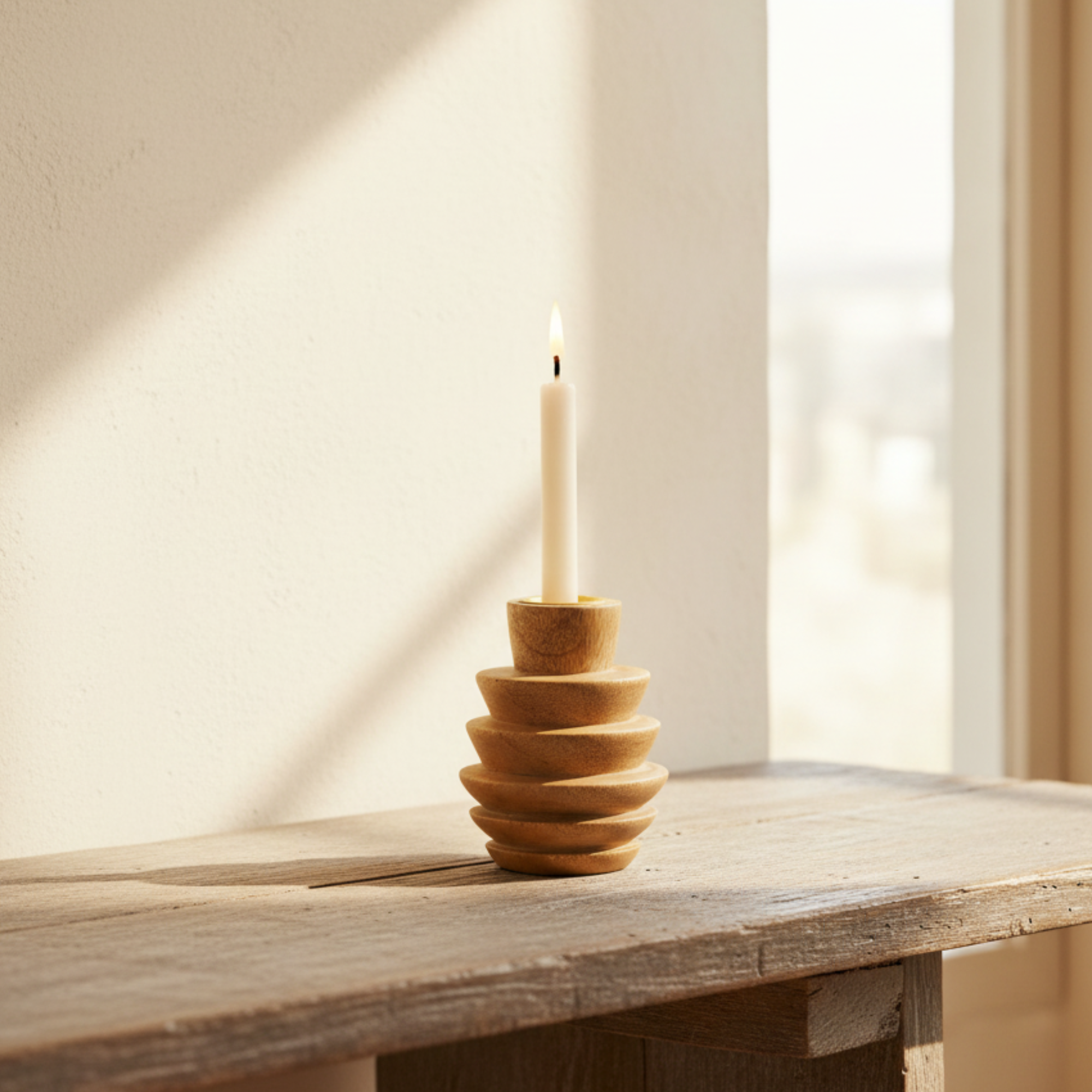 Handmade Mango Wood Taper Candle Holder