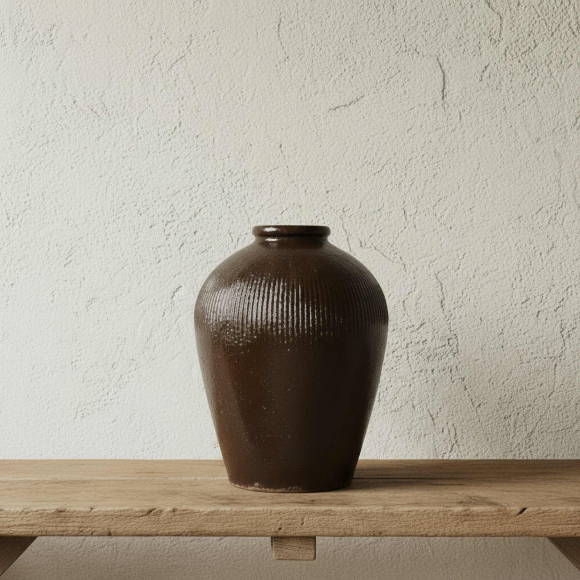 Found Decorative Textured Clay Jar | Large