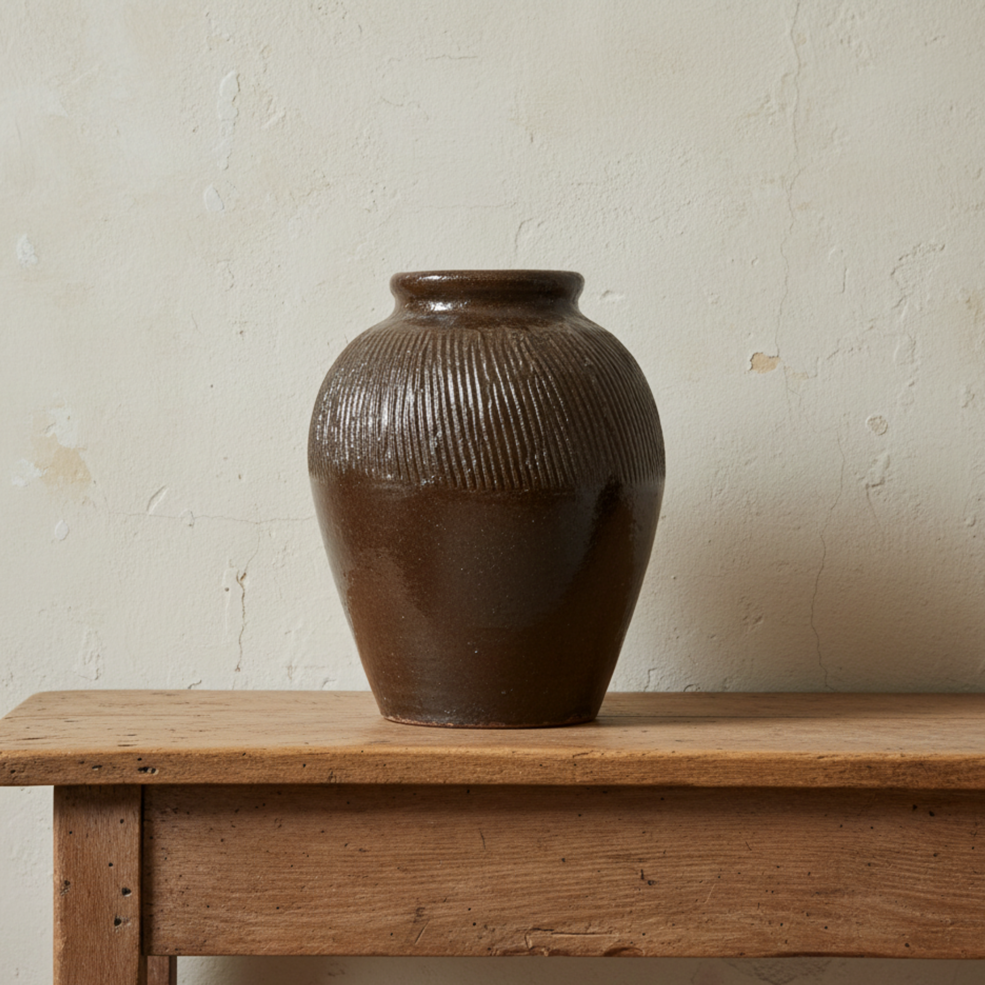Found Decorative Textured Clay Jar | Small