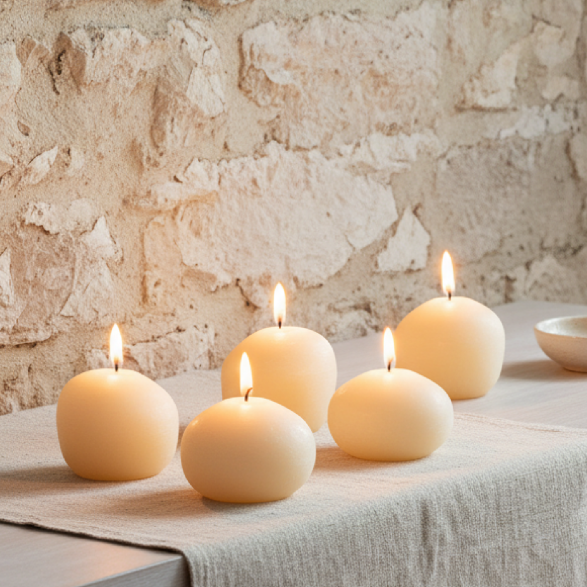 Unscented Stone Shaped Votive Candle | Cream