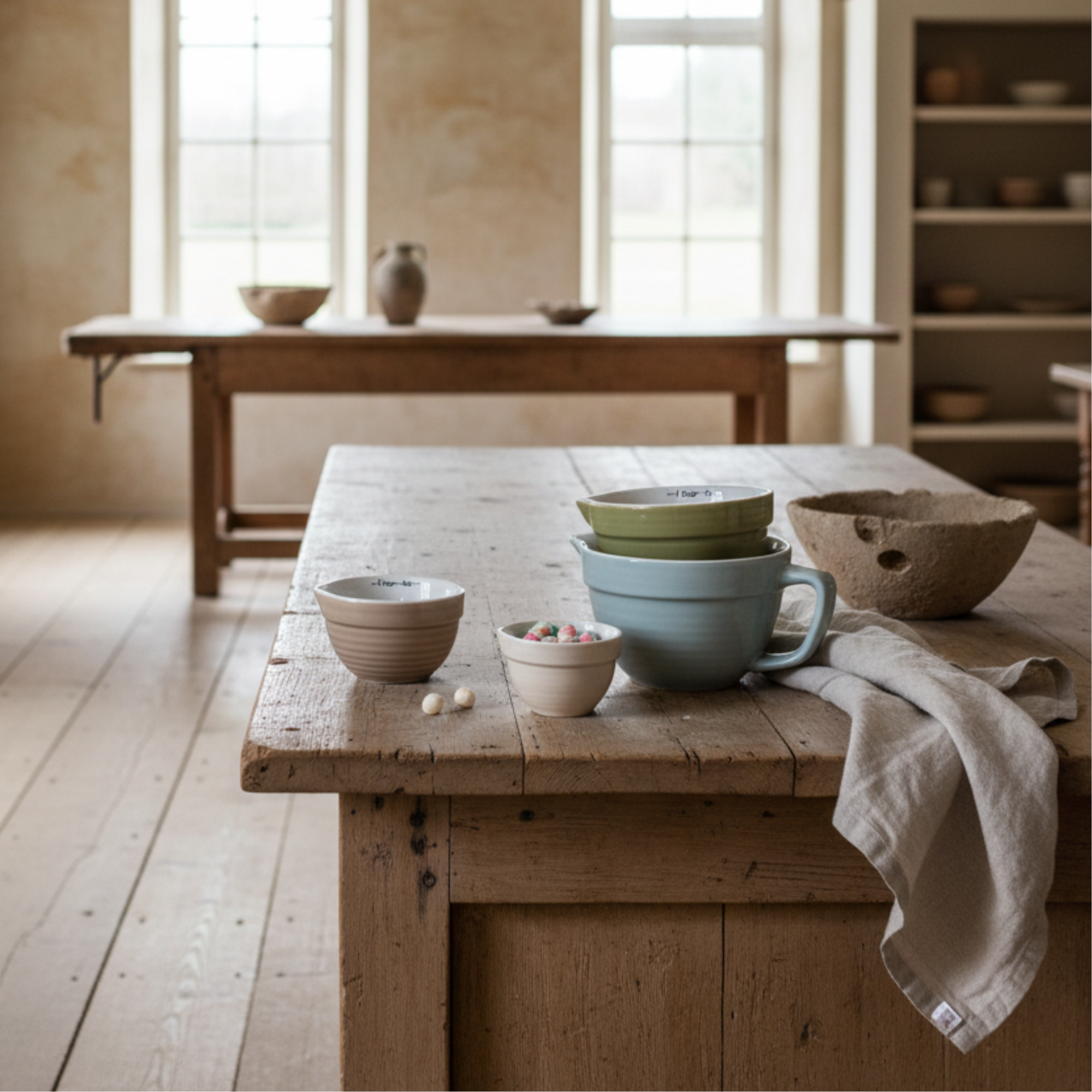 Stoneware Batter Bowl Measuring Cups, Set of 4 | 4 Colors