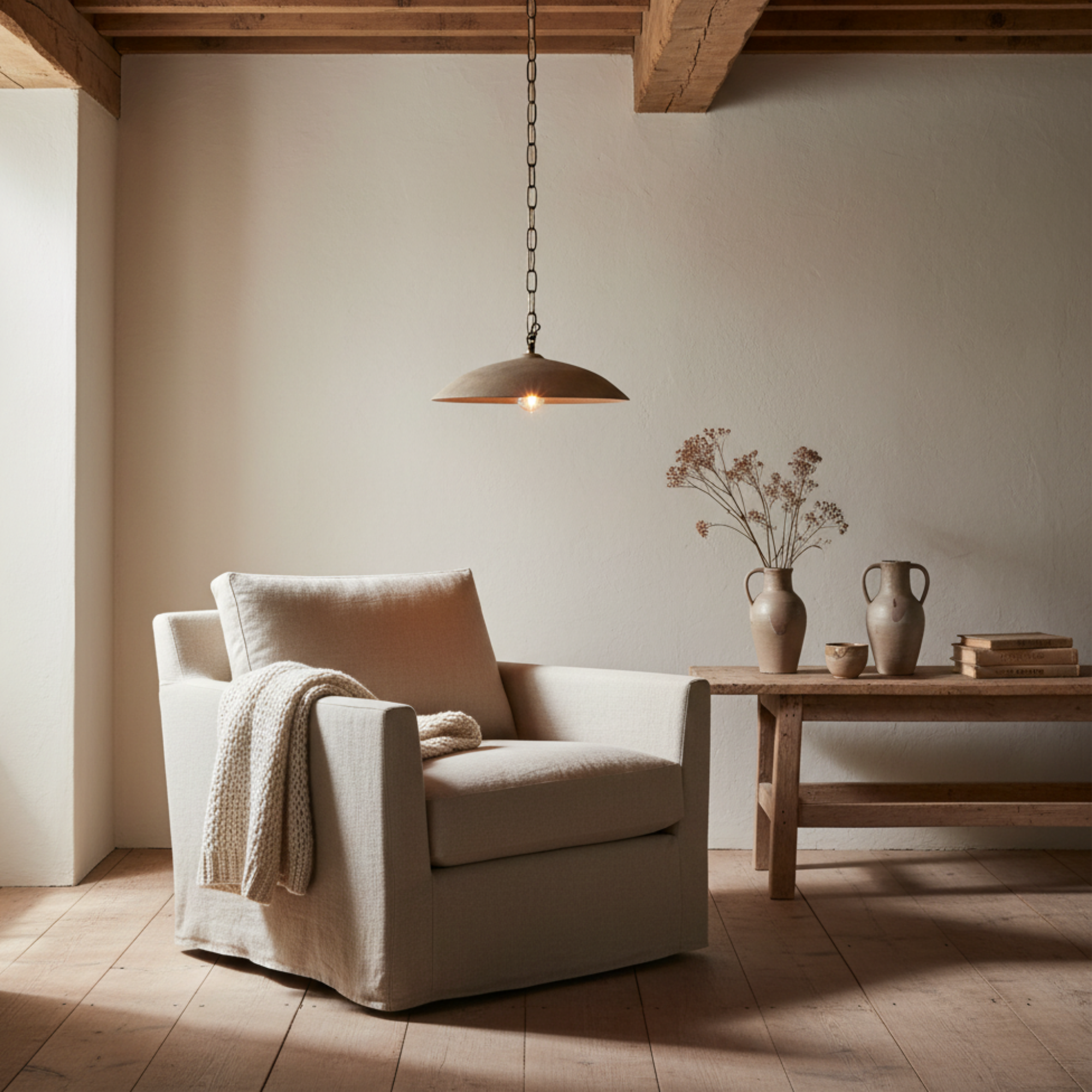 Organic Ceramic Pendant Light | Light Sand Porcelain