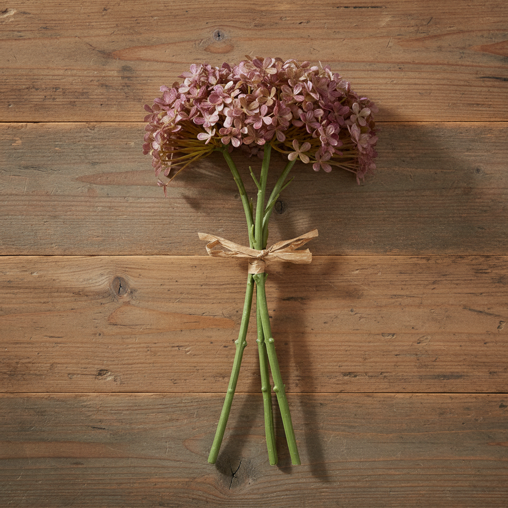 Hydrangea Stems - Rustic Wood Flat Lay