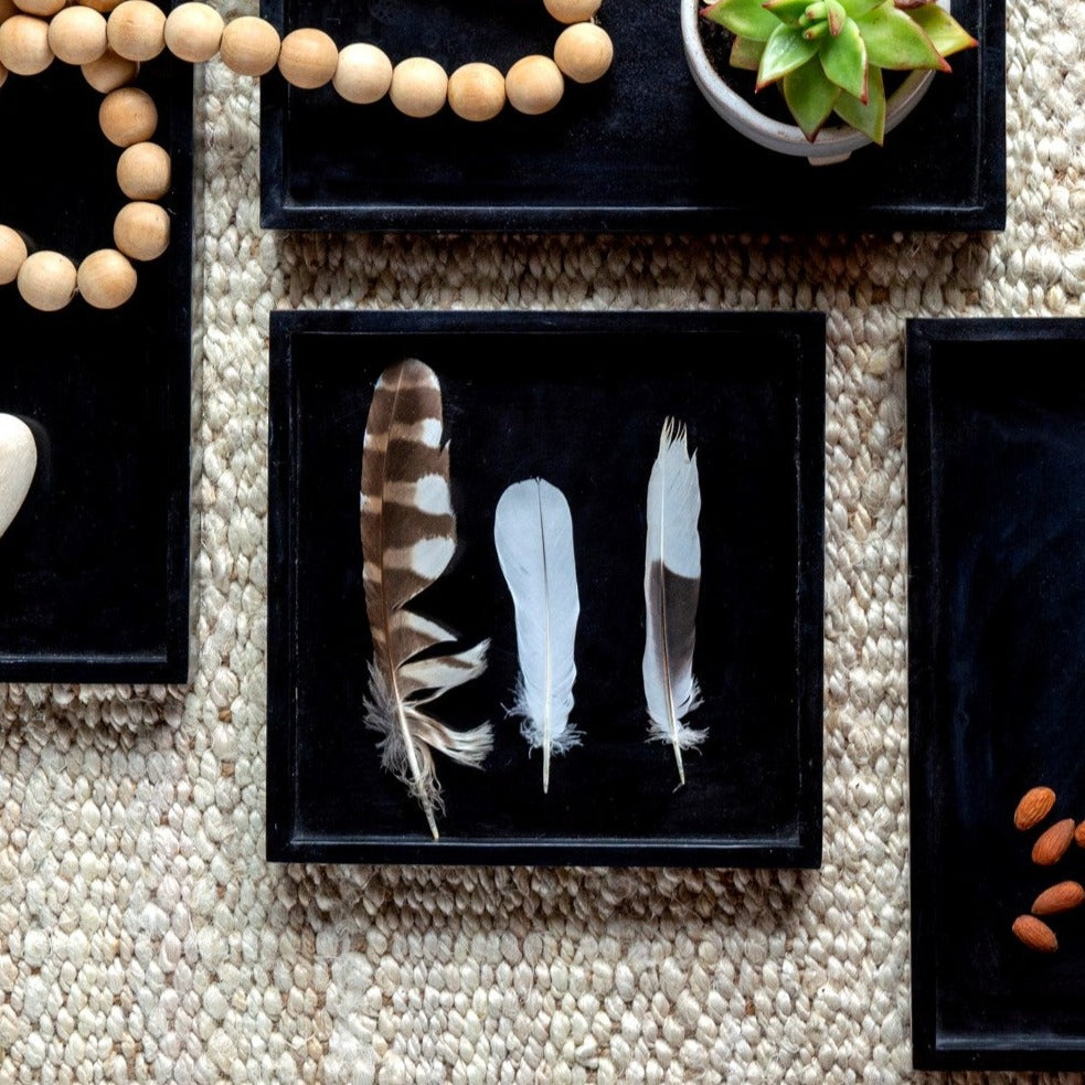 Square Black Stone Tray |  Small