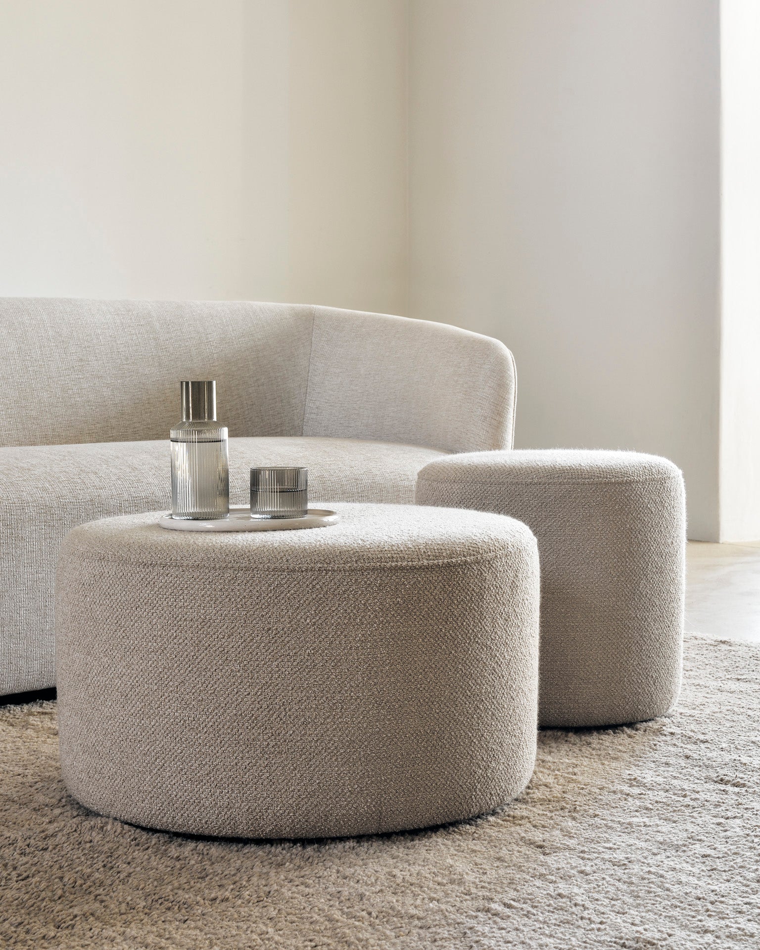 Barrow Pouf by Jacques Deneef | Cream Floor Sample