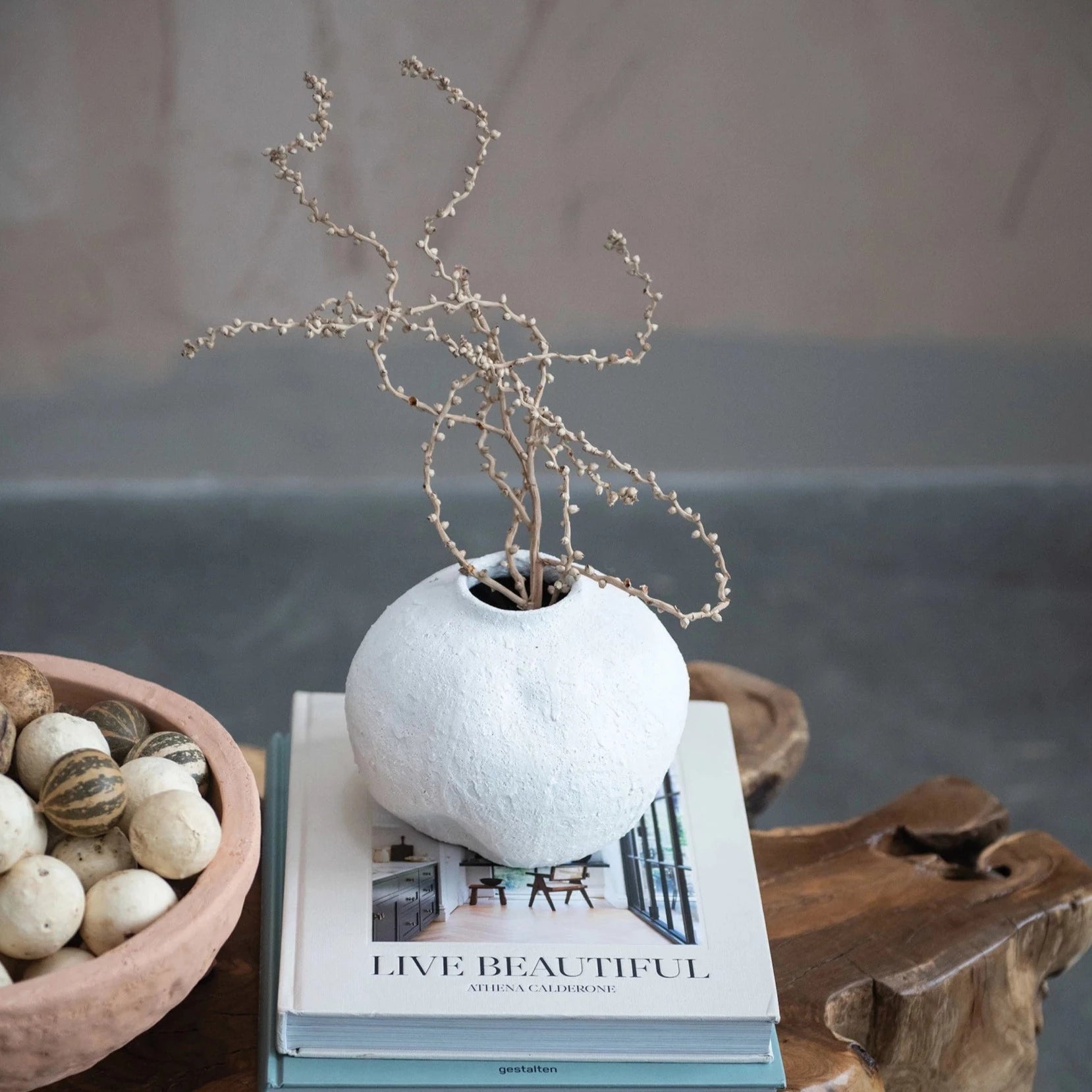 Terracotta Vase with Matte White Volcano Finish