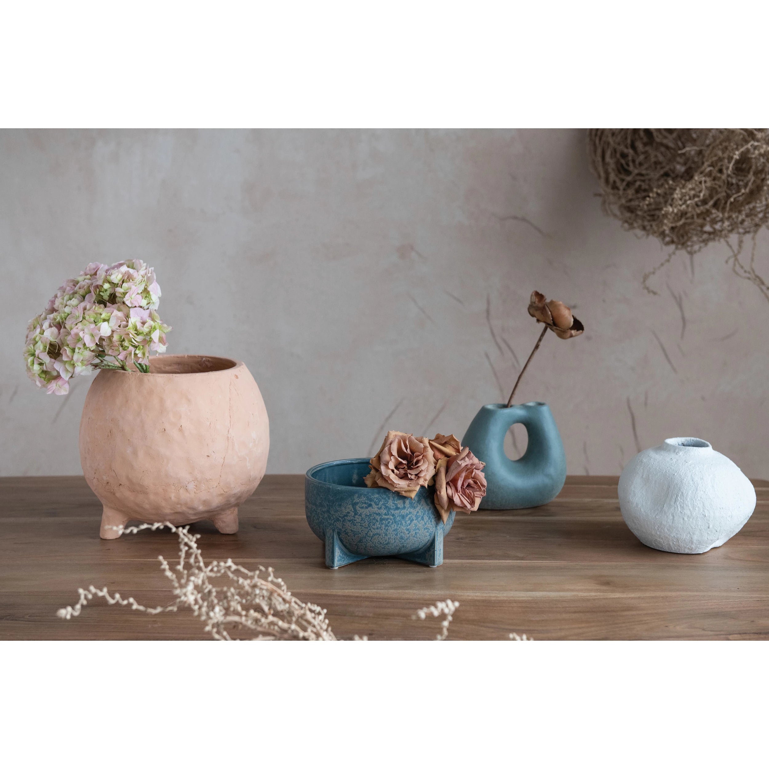 Terracotta Vase with Matte White Volcano Finish