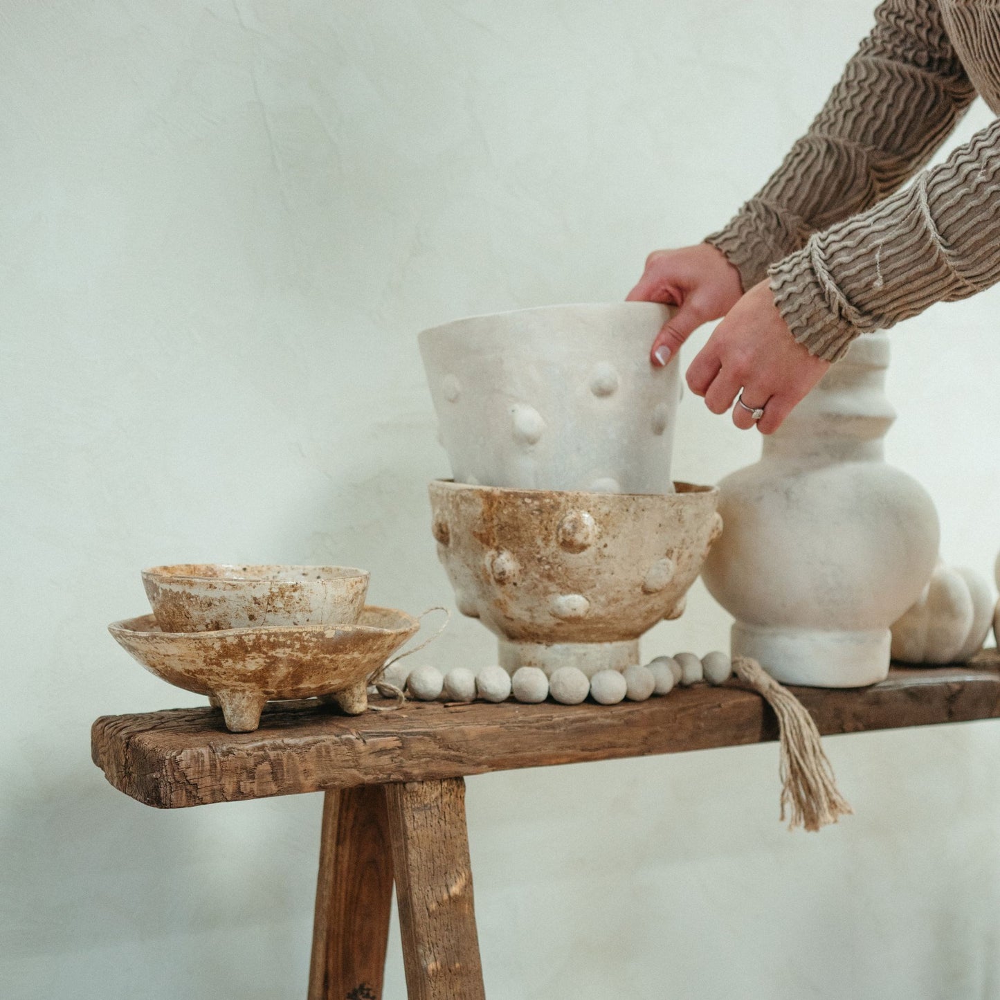 Curio Paper Mache Polka Vase