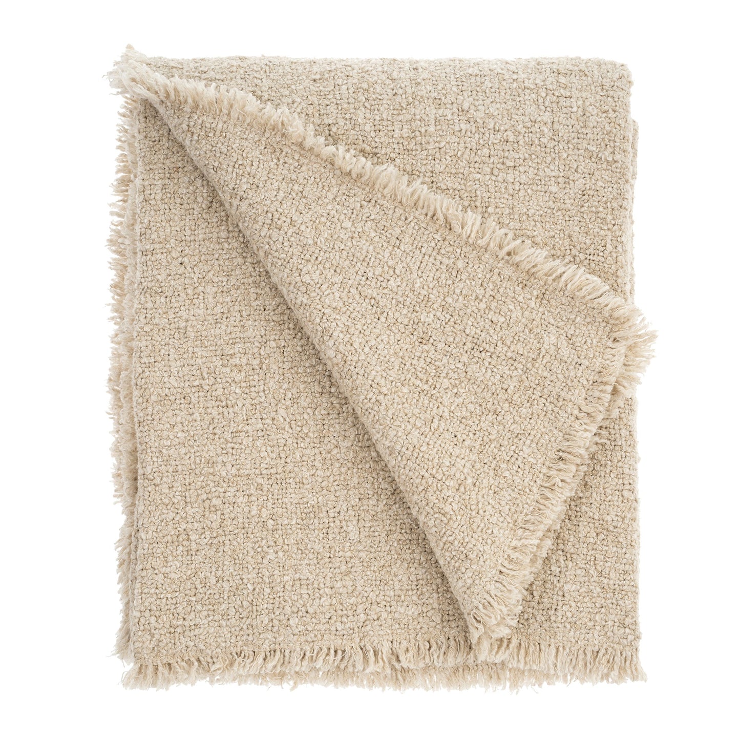 Fringed Boucle Throw Blanket | Natural