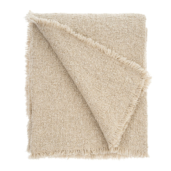 Fringed Boucle Throw Blanket | Natural
