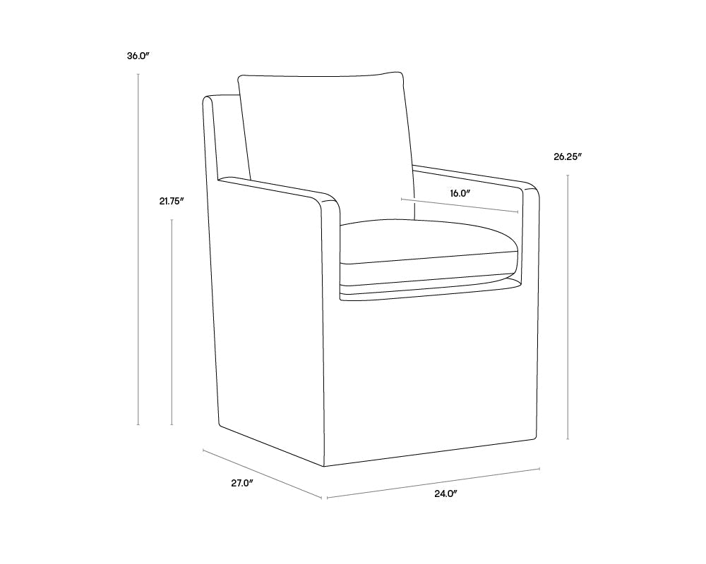 Glenrose Wheeled Dining Armchair | Effie Linen