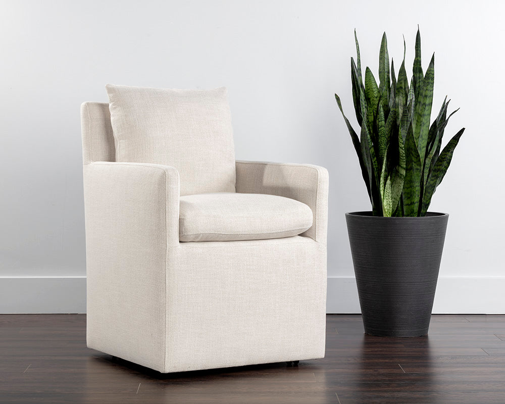Glenrose Wheeled Dining Armchair | Effie Linen