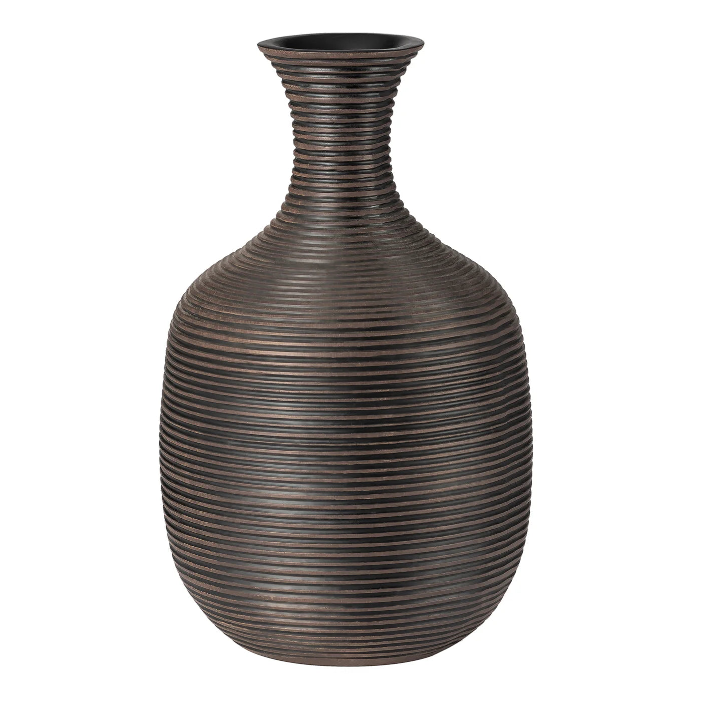 Colombo Ribbed Resin Tall Bulb Vase | Brown