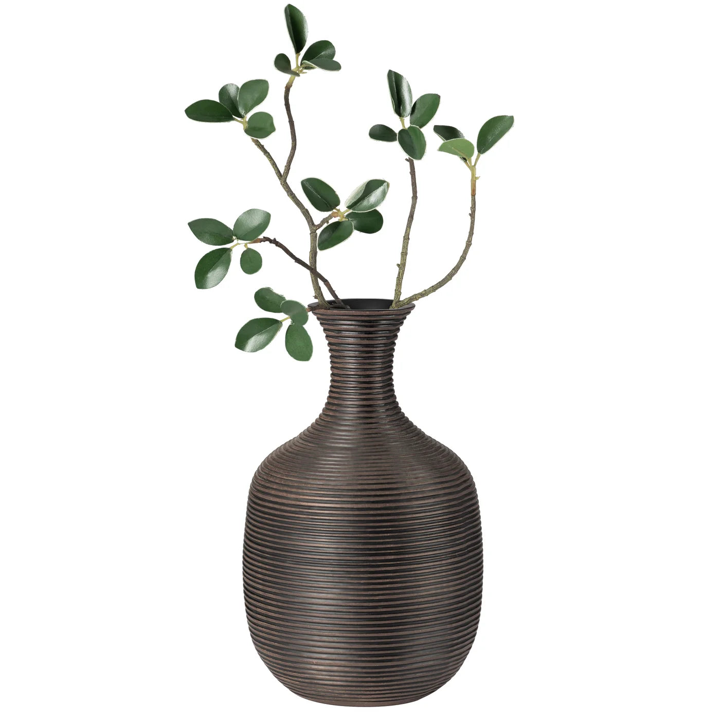 Colombo Ribbed Resin Tall Bulb Vase | Brown