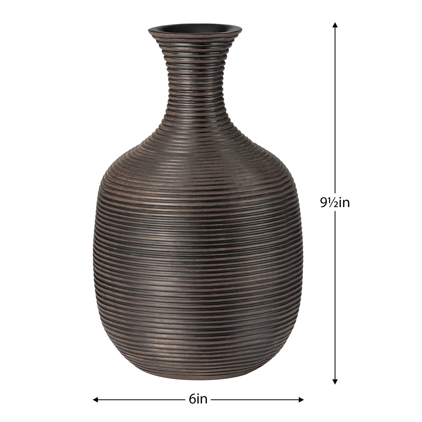 Colombo Ribbed Resin Tall Bulb Vase | Brown