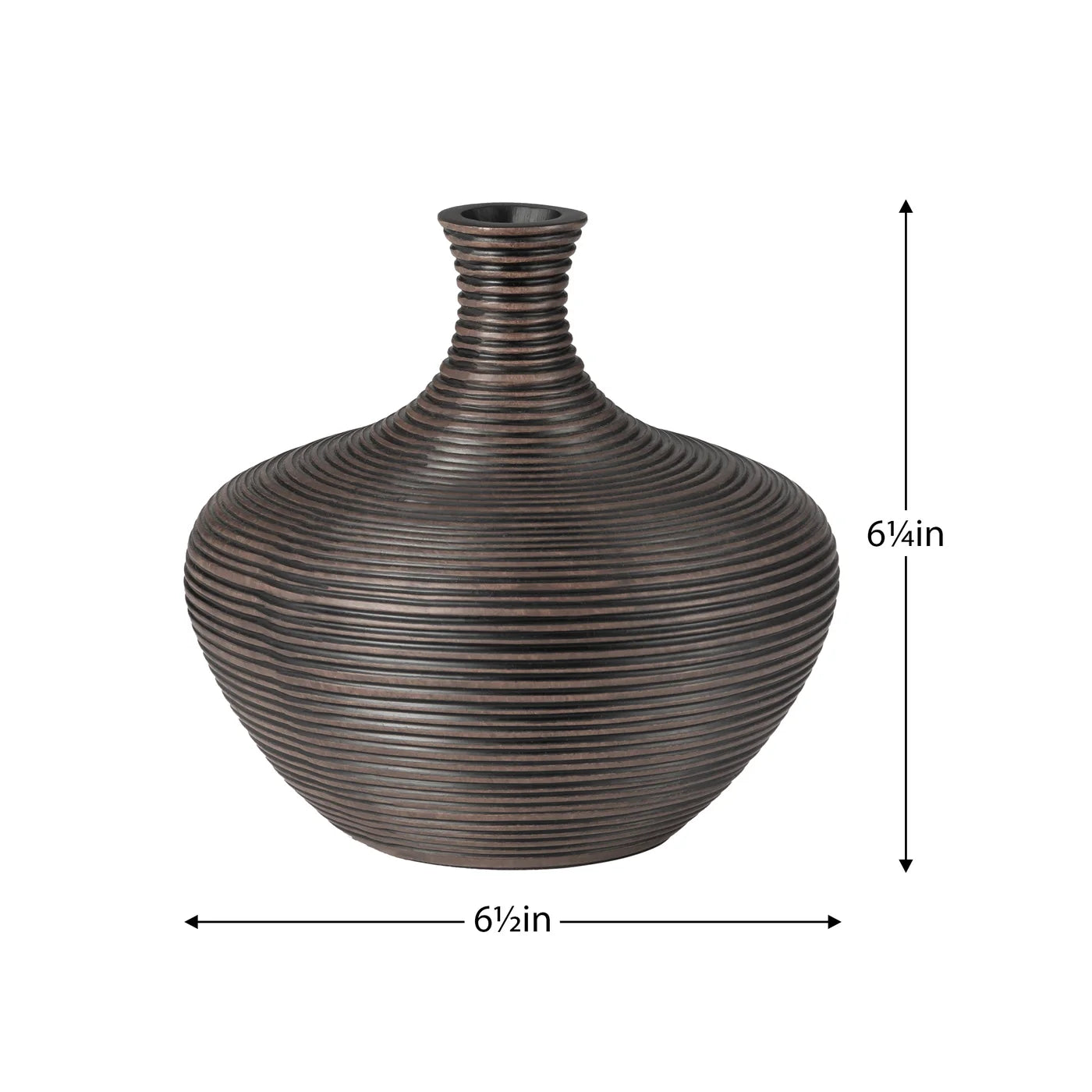 Colombo Ribbed Resin Wide Bulb Vase | Brown