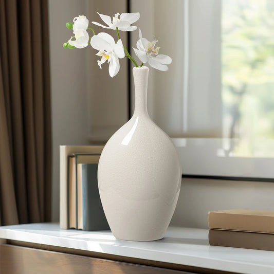 Lilo White Crackle Ceramic Vase