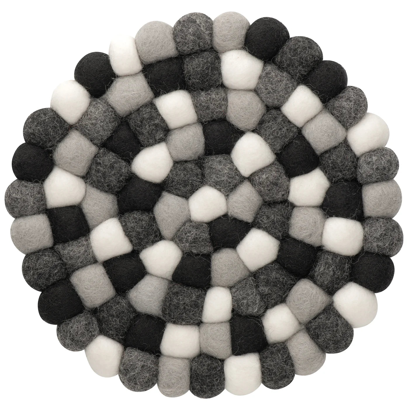 MODWOOL Felt Ball Round 8" Trivet | Black/White/Grey