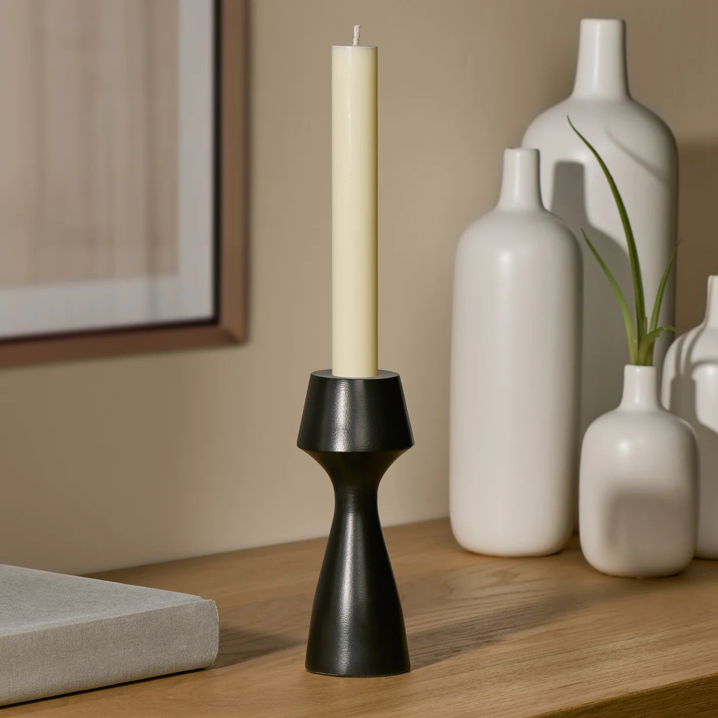 Moda Matte Black Taper Candle Holder