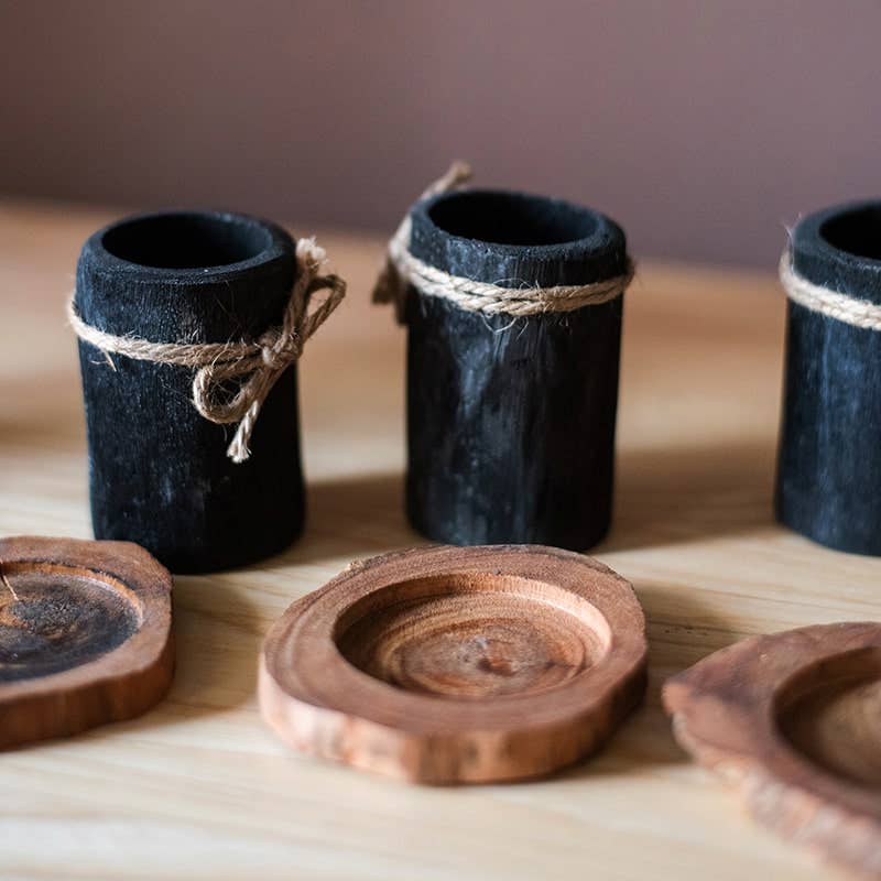 Charcoal Planter & Wood Tray