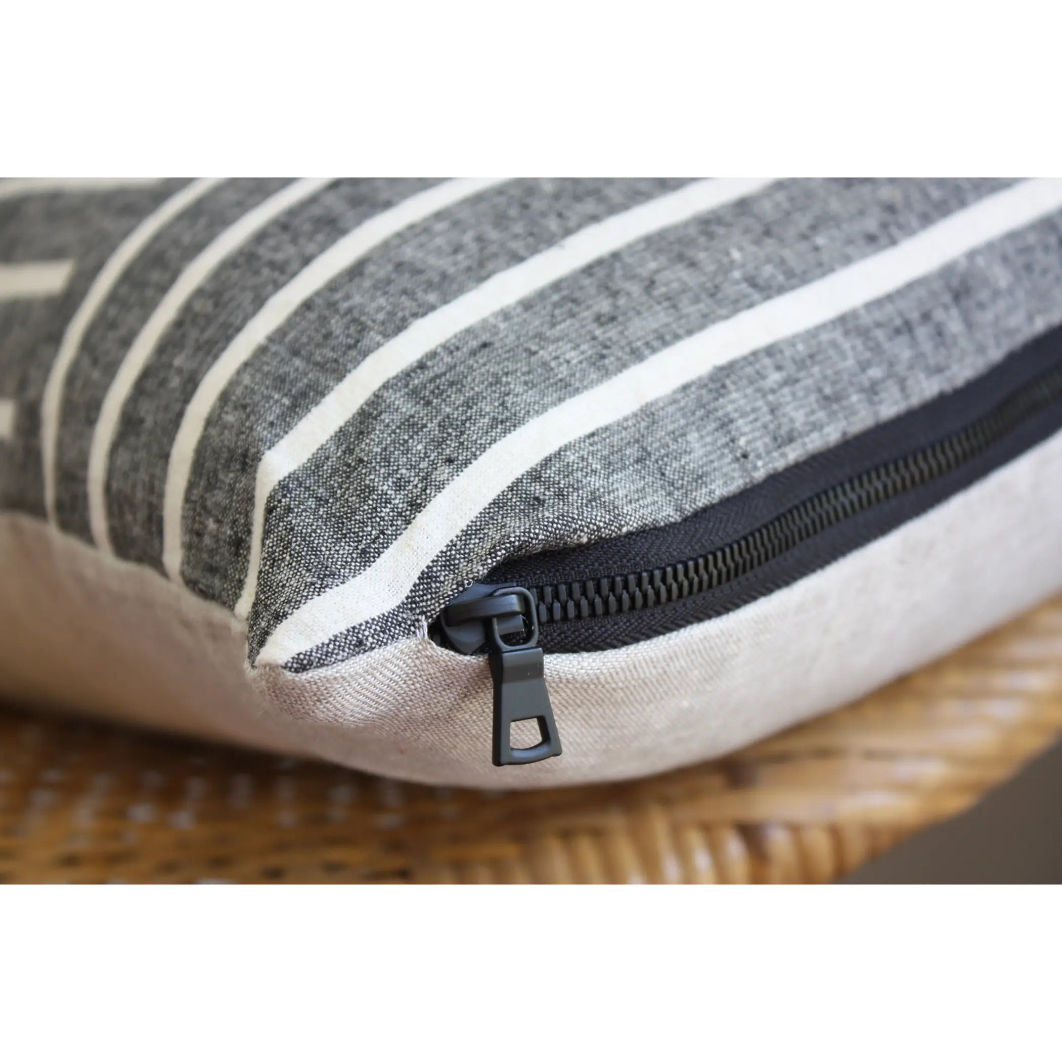 Striped Linen Lumbar Pillow