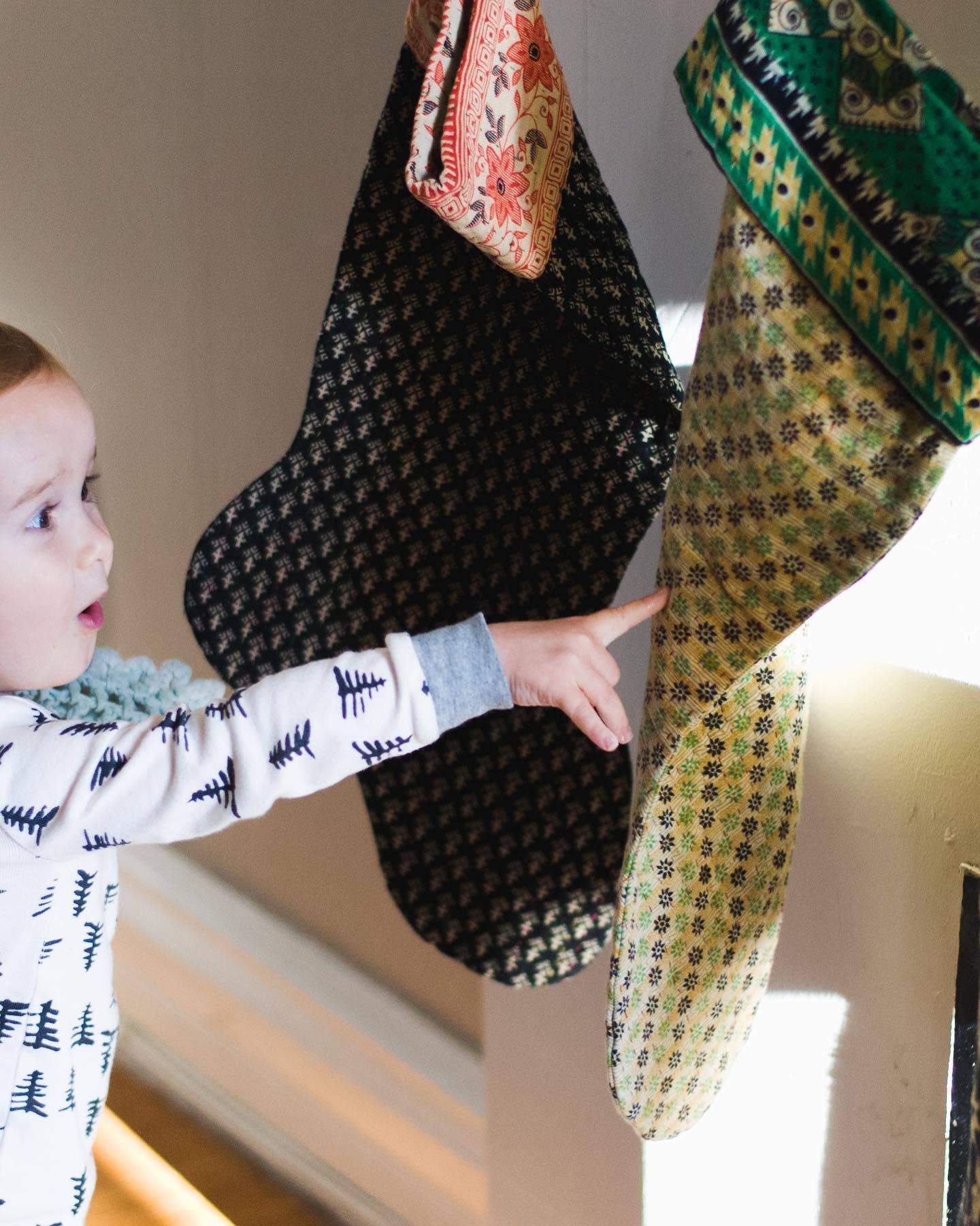 Handmade Vintage Kantha Christmas Stockings