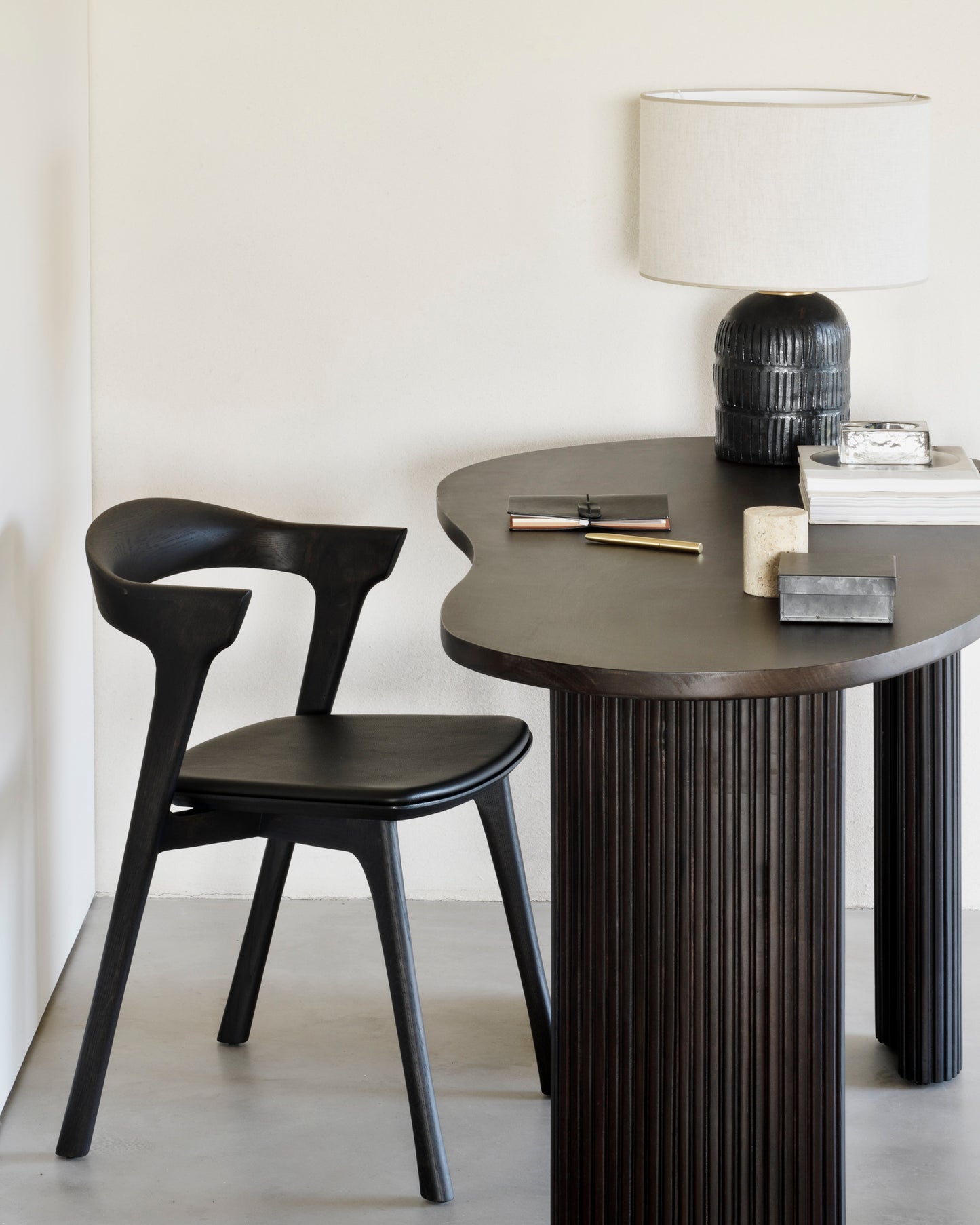 Bok Dining Chair by Alain Van Havre | Oak Brown | Brown Leather