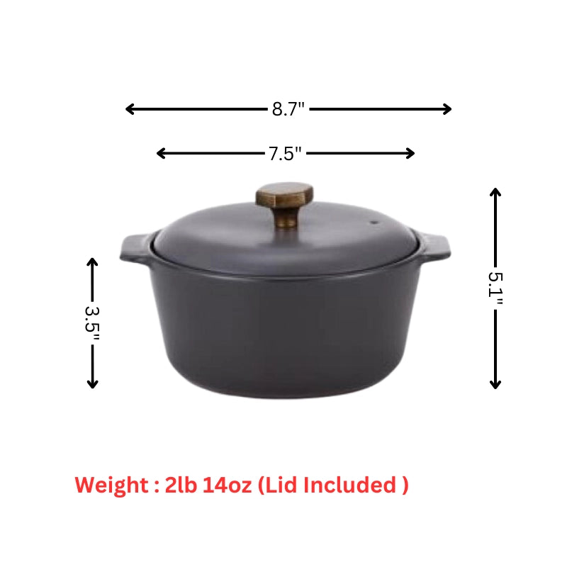 7" Ceramic Casserole Pot | Matte Gray