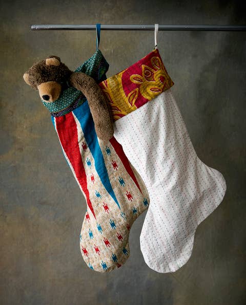 Handmade Vintage Kantha Christmas Stockings