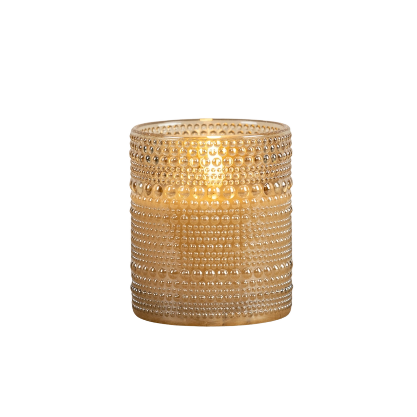 Champagne Dotted Glass 3D Flame Candle | 4"