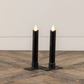 Moving Flame Black Taper Candle | 6.75" Set of 2