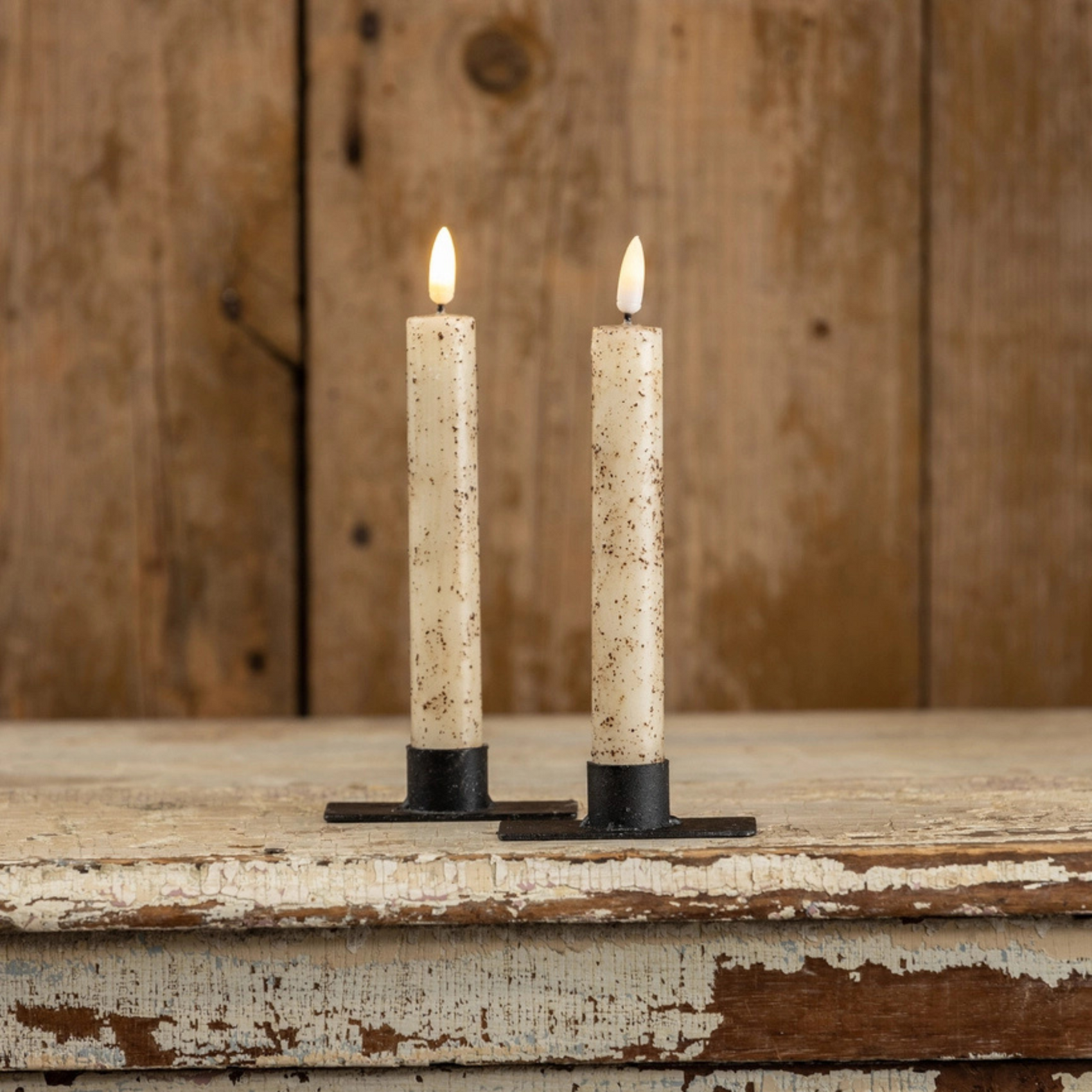 3D Flame Cream Taper Candle | 7.25" Set of 2