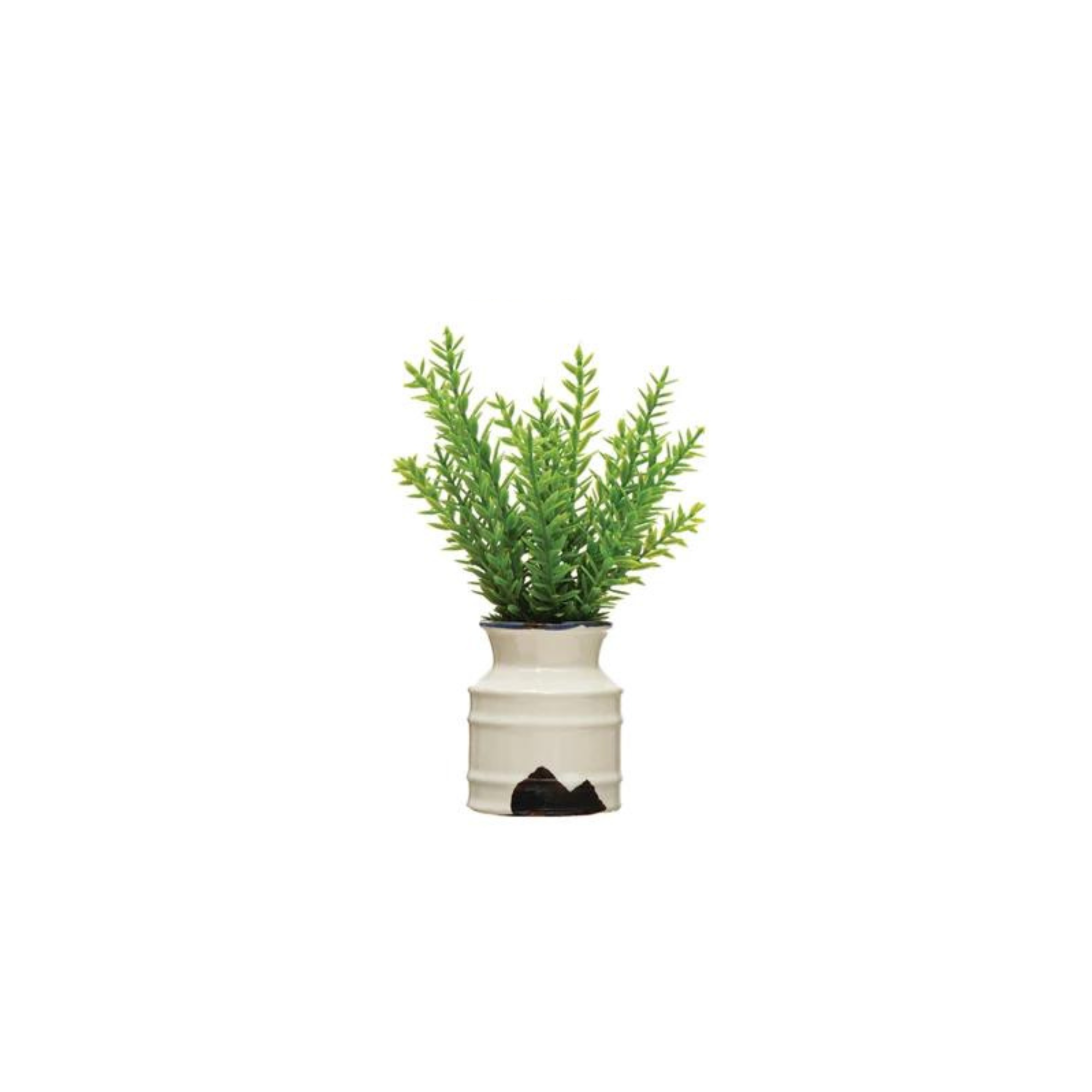 Faux Plant in Distressed Stoneware Pot | D
