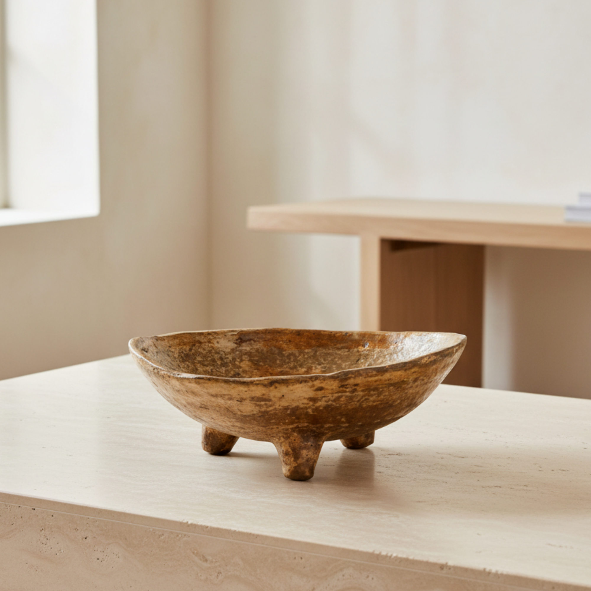 Curio Footed Paper Mache Bowl