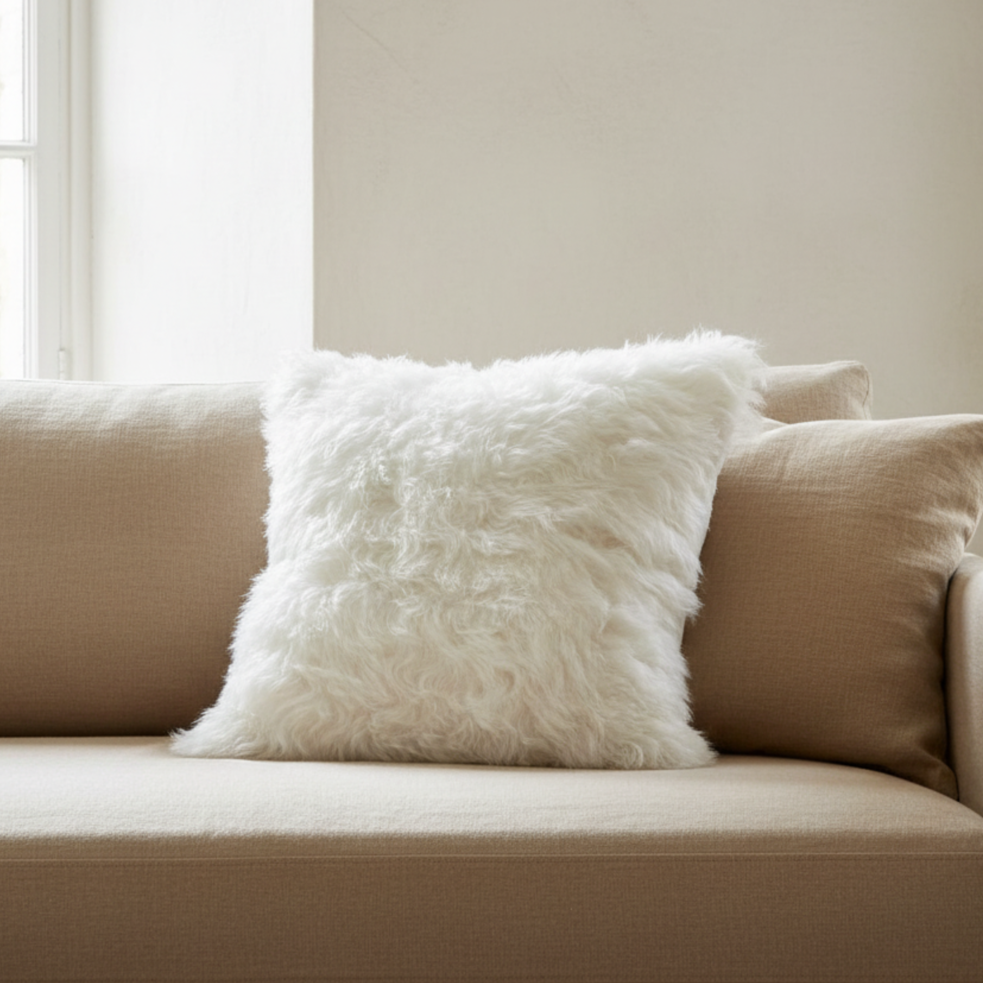 Shorn White Icelandic Sheepskin Pillow