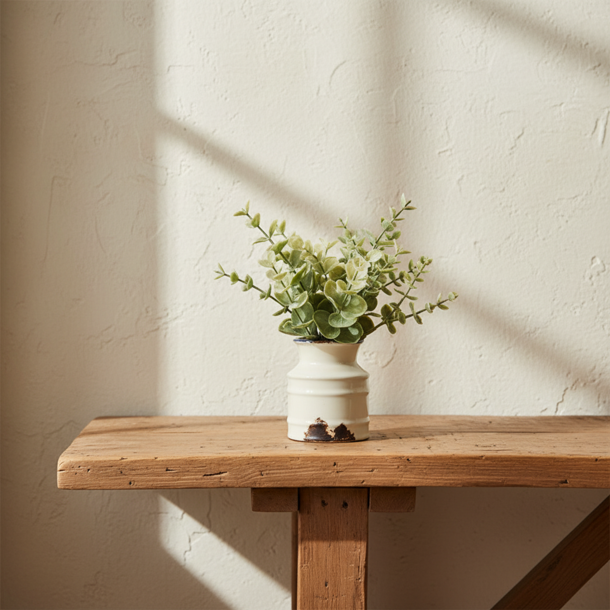 Faux Plant in Distressed Stoneware Pot | A