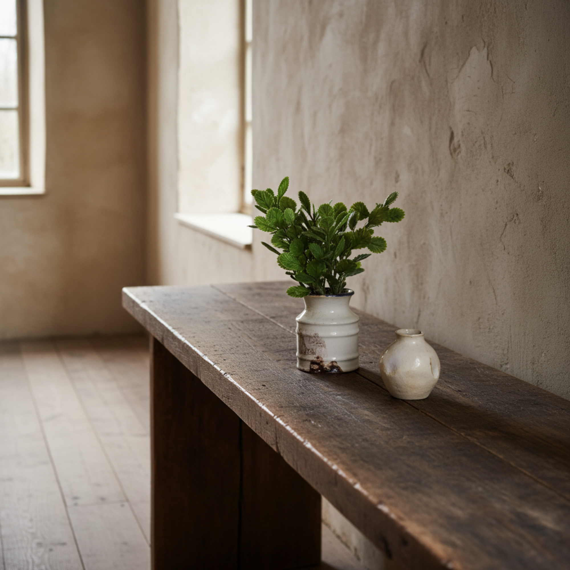 Faux Plant in Distressed Stoneware Pot | B
