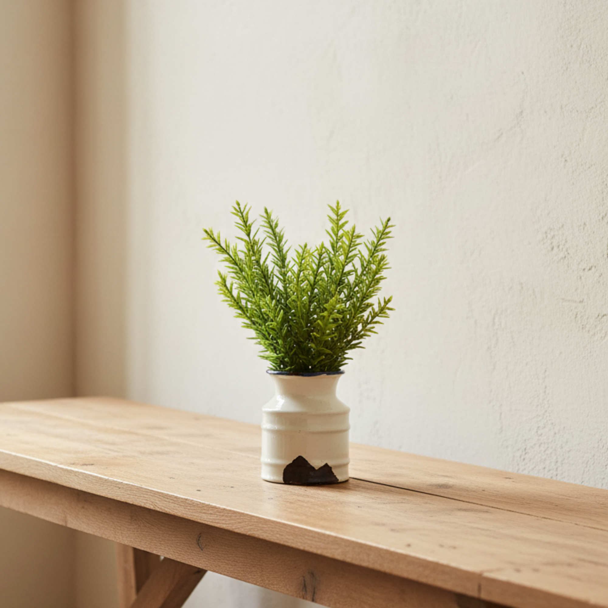 Faux Plant in Distressed Stoneware Pot | D