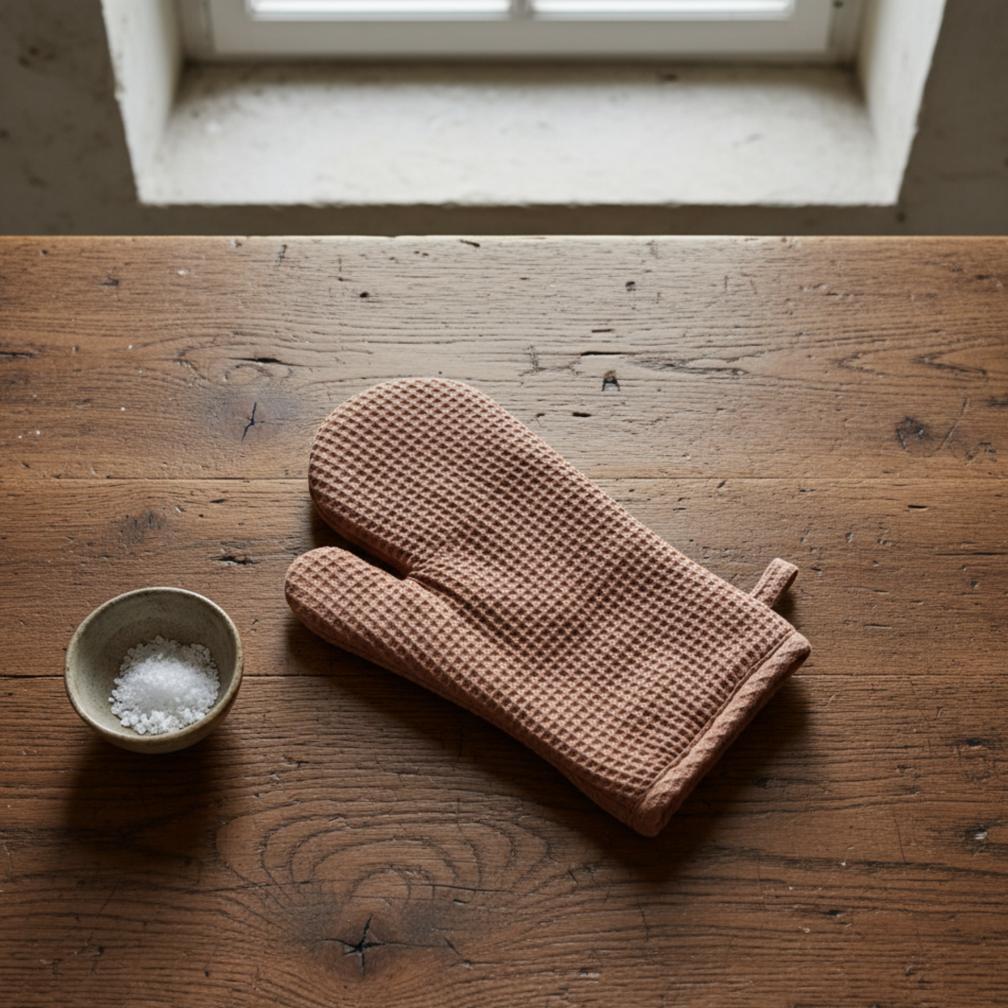 Woven Linen & Cotton Waffle Hot Mitt | Terra-Cotta