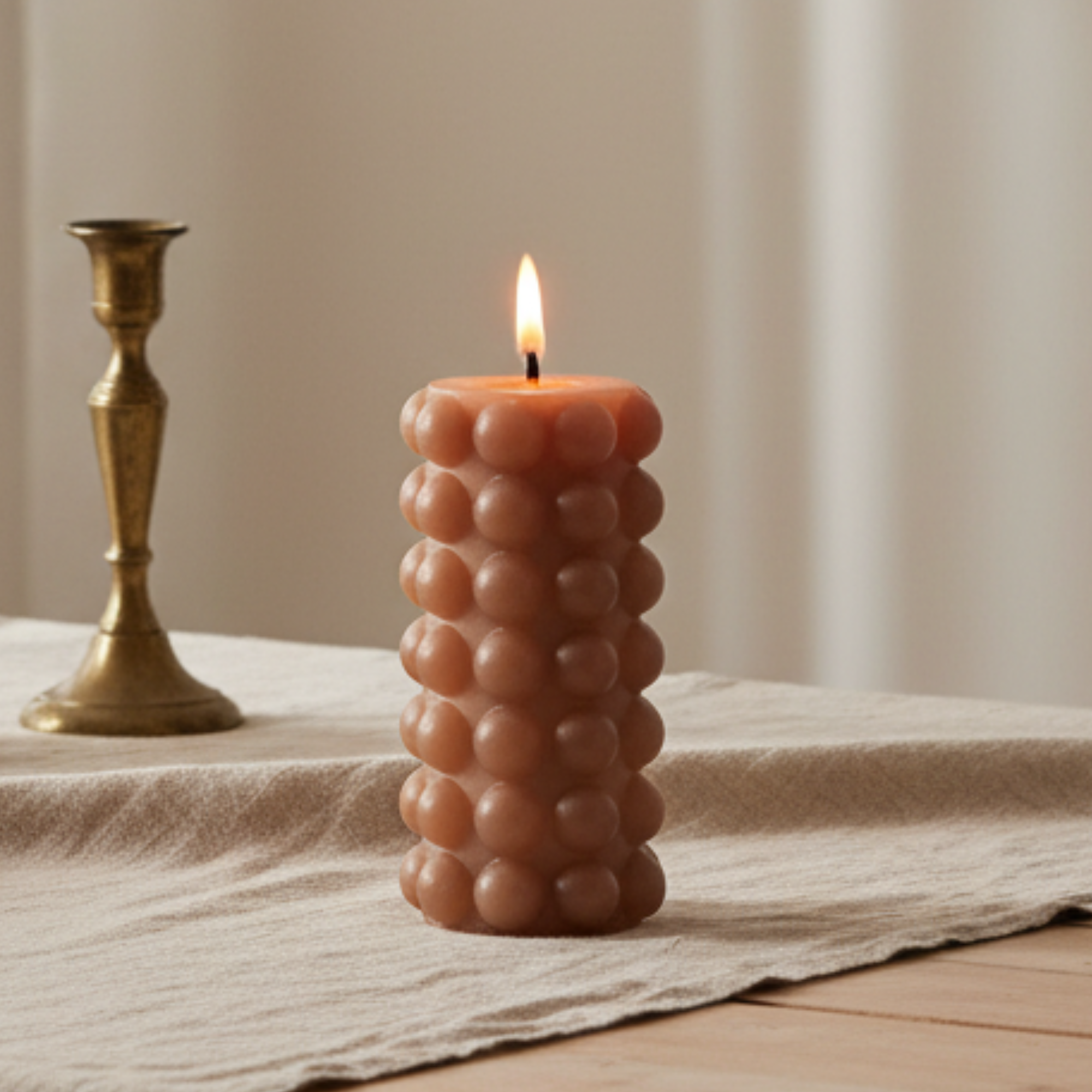 3" Round Unscented Hobnail Pillar Candle